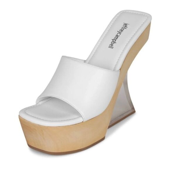 New Jeffrey Campbell Pellucid Platform Sandal white clear unique high heel sz 9 - Picture 5 of 9